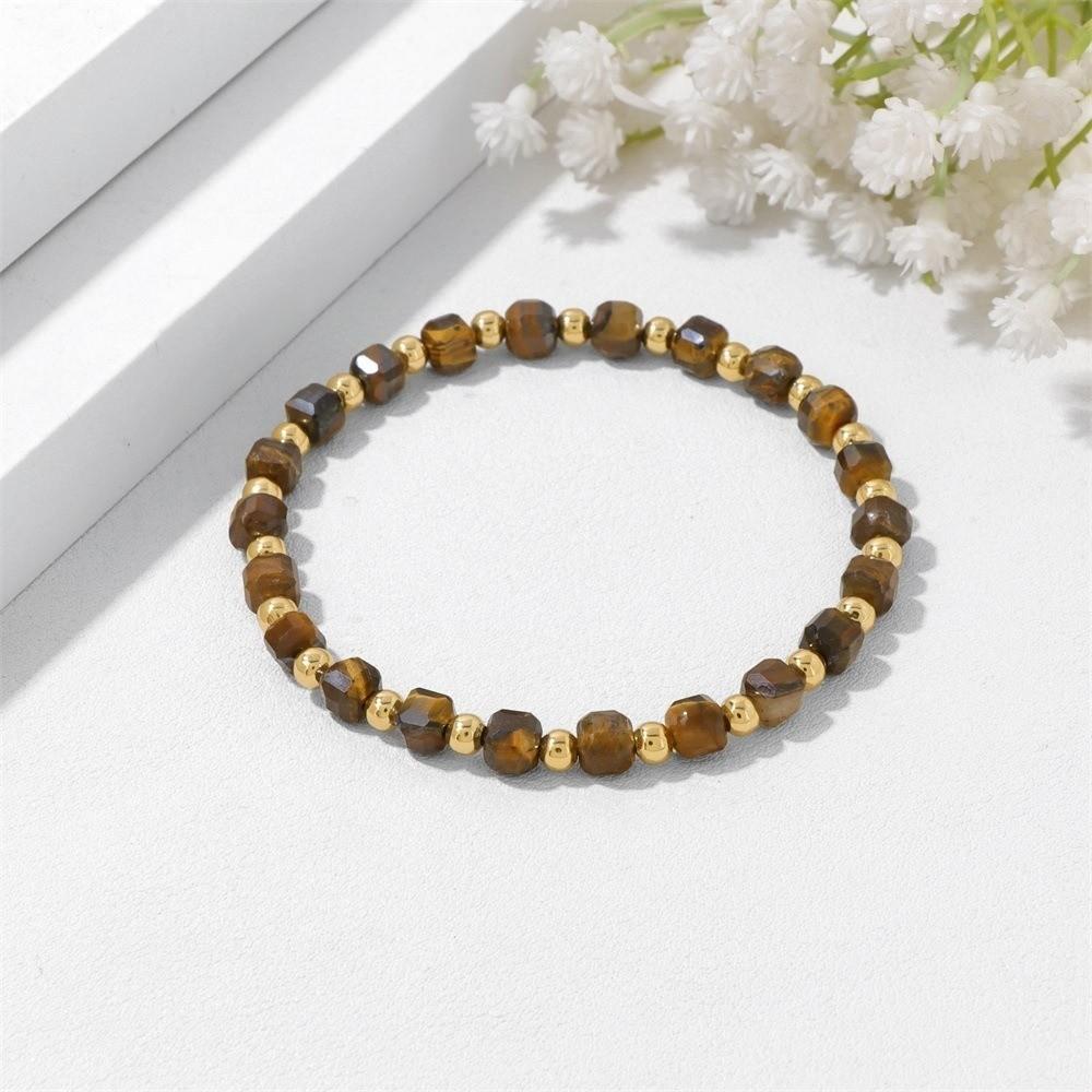 Faceted Natural Stone Lapis Lazuli Tiger Eye Bracelets Boho Square Cube Bracelet Energy Jewelry
