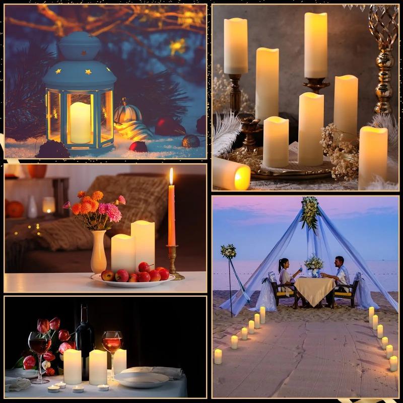 9Pcs LED Candles with Flickering Flameless Candles Battery Operated Pillar Candles Wedding Decoration Candlelight Christmas