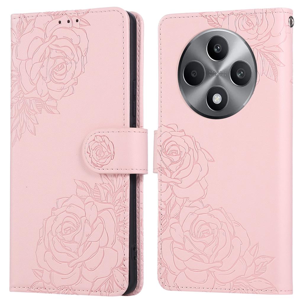 For Oppo Reno12 F 5G/4G Case Rose Flower PU Leather Wallet Phone Cover with 3 Card Slots