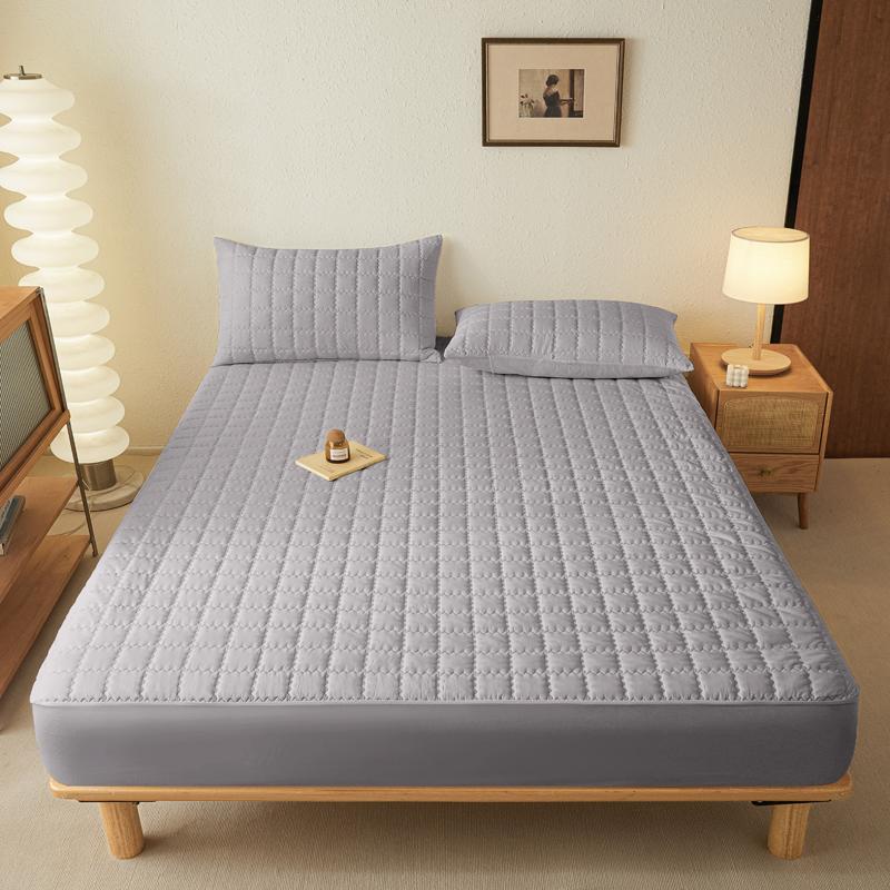 1 Simple Modern Square Waterproof Laminated Fitted Sheet, Solid Color Bed Cover For Bedroom, Bedding(Excluding Pillowcase)