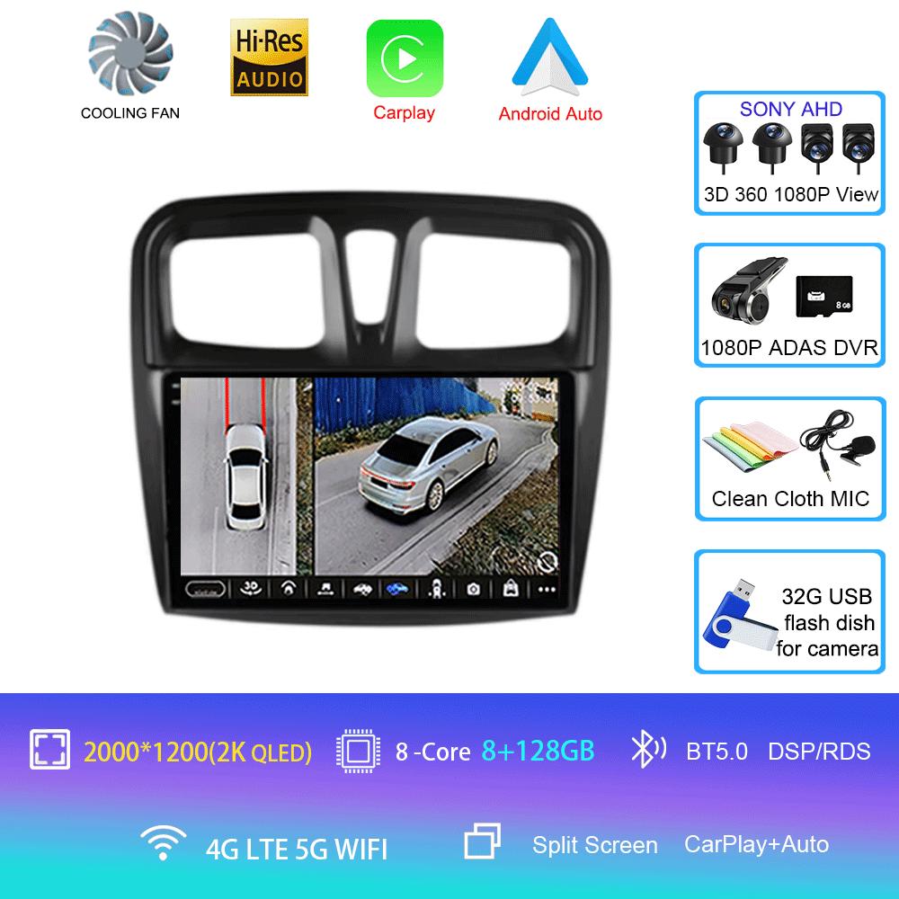 Car Radio Android 14 Carplay For Renault Logan 2 Sandero 2 2012 2013 - 2019 Navigation GPS Multimedia Player wifi+4G BT DSP 2DIN
