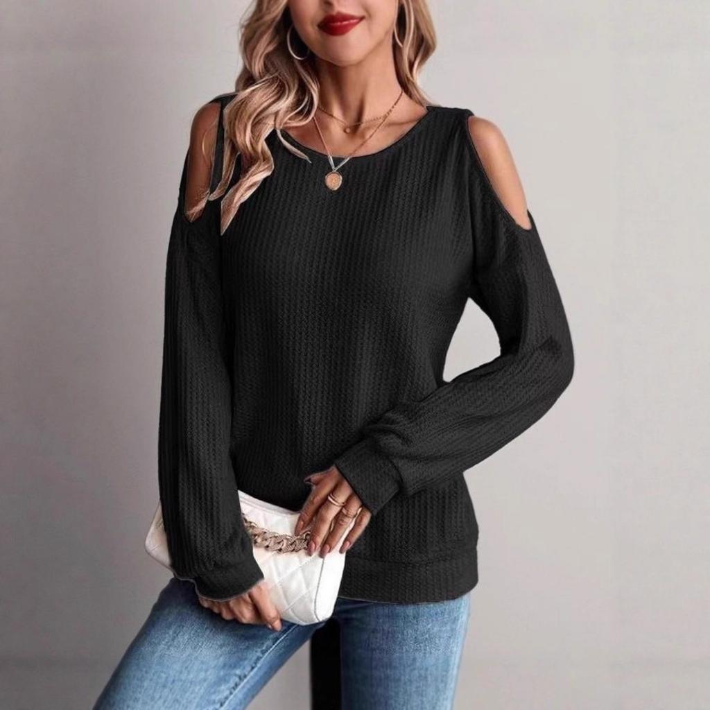 Fall Winter New Women's Off Shoulder Loose Casual Long Sleeve T-shirt Top For European American Cross-border