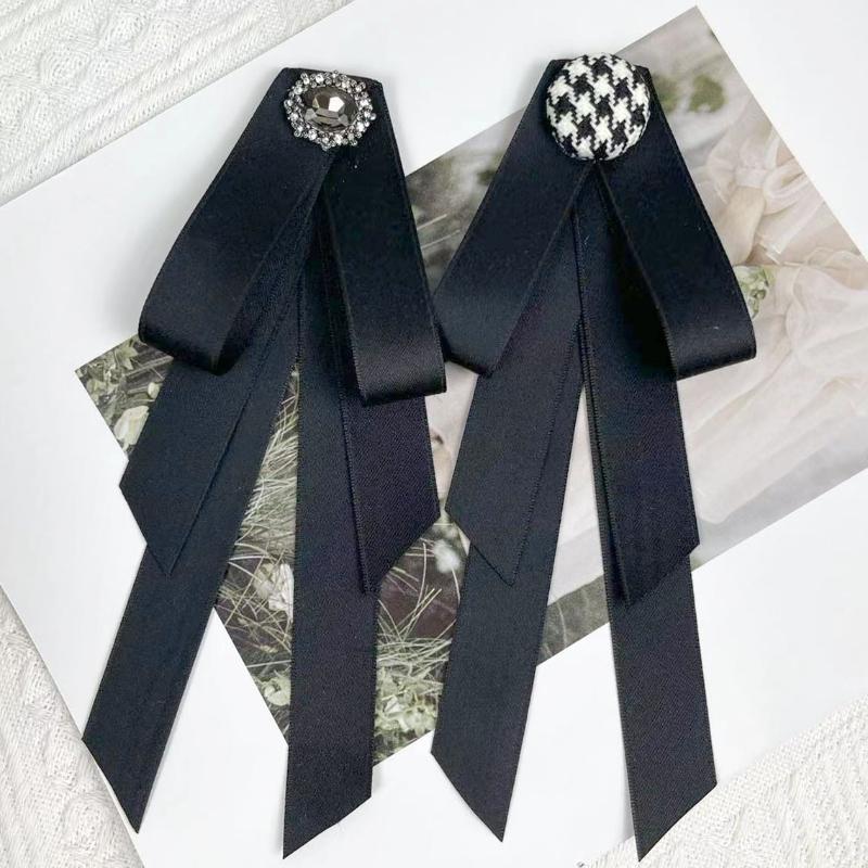 Black Fabric Bow Brooches For Women College Style Collar Flower Lapel Pins  Necktie  Jewelry Gifts