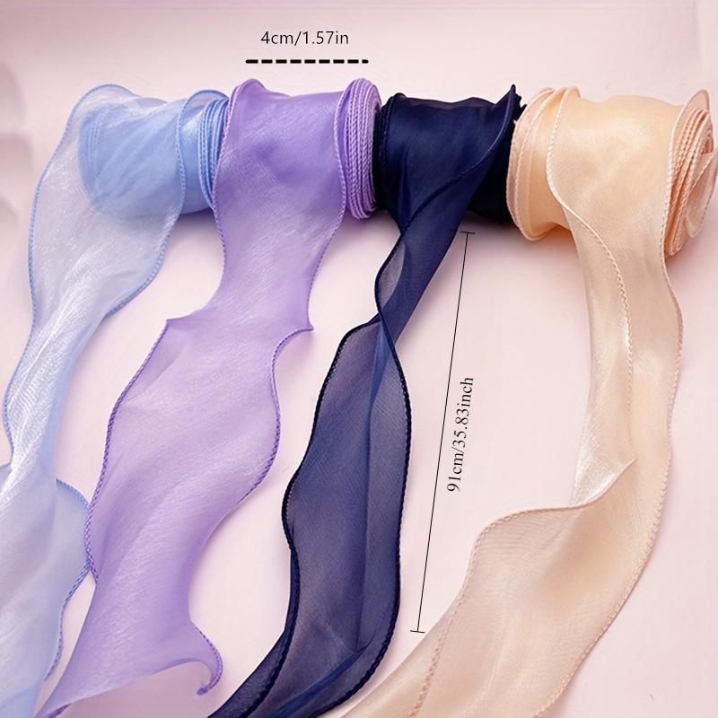 1 Roll - 9.144meter Solid Color Organza Ribbon with Wavy Edge for Wedding Bouquets, Gift Packaging, and Party Decor - Available In Purple/Red