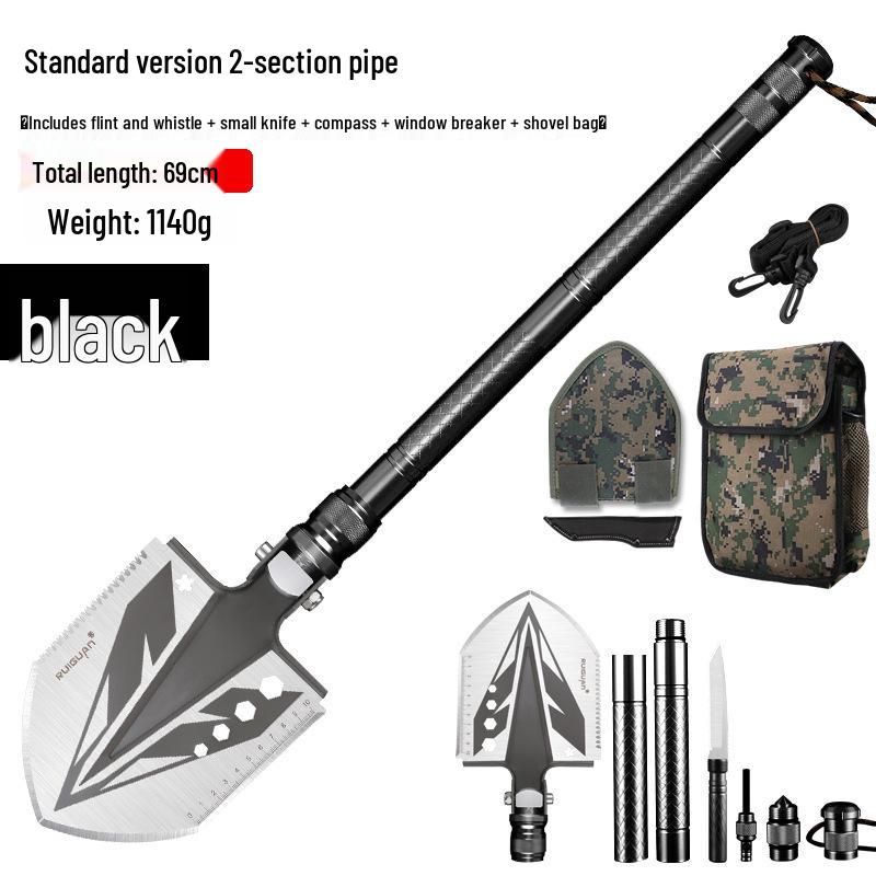 Multi-functional Outdoor Folding Shovel: Manganese Steel, Ideal for Camping, Fishing, Off-road Use, and Vehicle-mounted Tasks