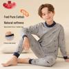 Langsha Boys' 7A Antibacterial 100% Cotton Mid-collar Thermal Underwear Set