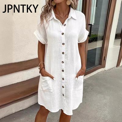 JPNTKY Rochii Casual de Modă pentru Femei Vară Primăvară Culoare Solidă Imprimeu Mânecă Scurtă Guler POLO