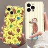 Cute C-Curious G-George Monkey for iPhone 17 16 15 14 13 12 11 Pro Max Plus Transparent Soft TPU Phone Cover