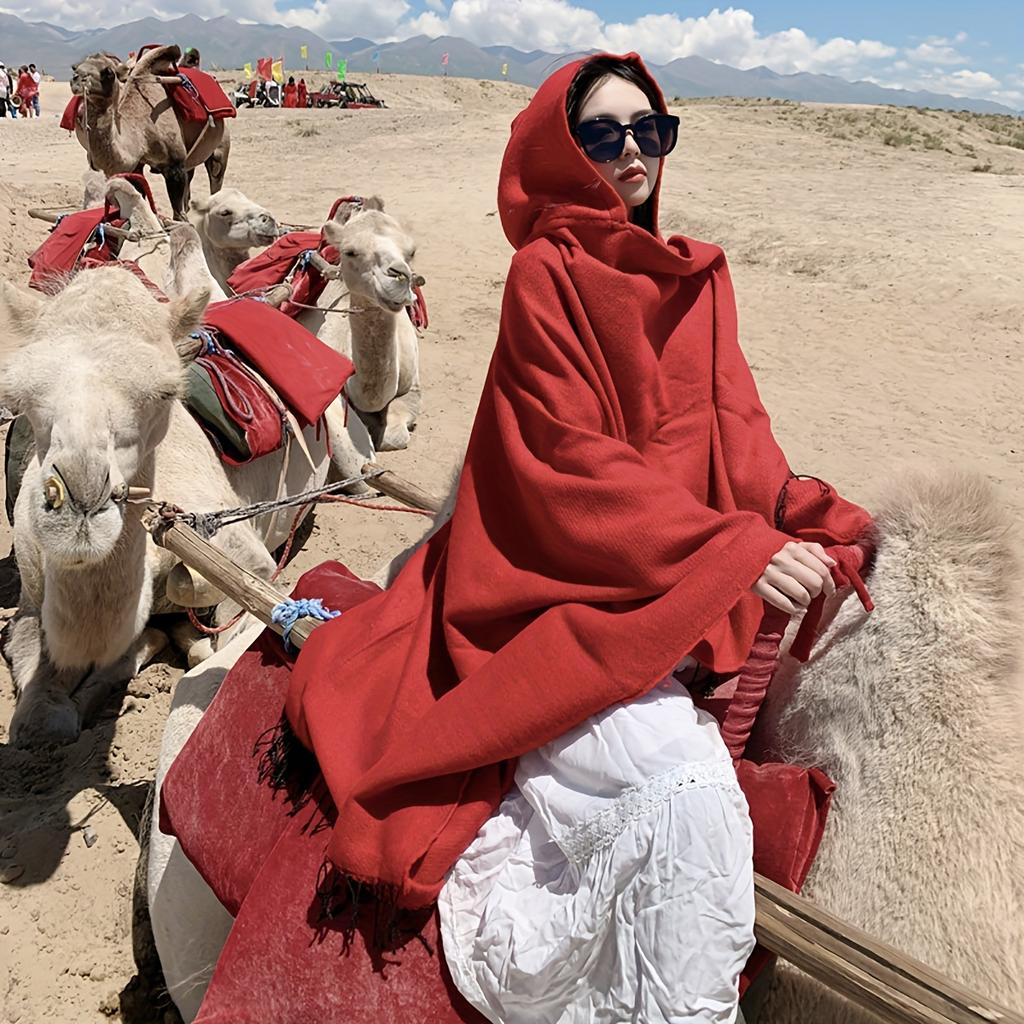 Bohème Style Solid Color Scarf Lightweight Breathable Windproof Beach And Desert Travel Stole Sun Protection Cloak
