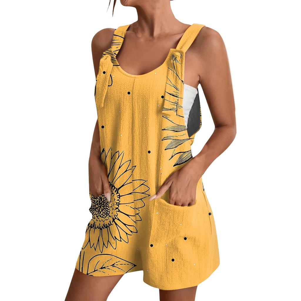 Women's Fashion Floral Print Jumpsuit Casual Jumpsuit Shorts