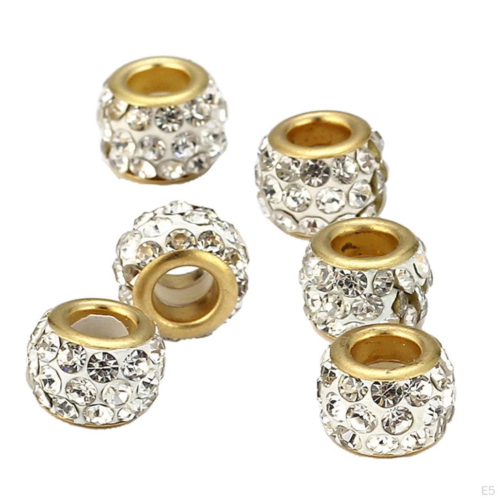Alloy European Rhinestone Beads 8x10mm Large Hole Loose Spacer DIY Jewelry Making