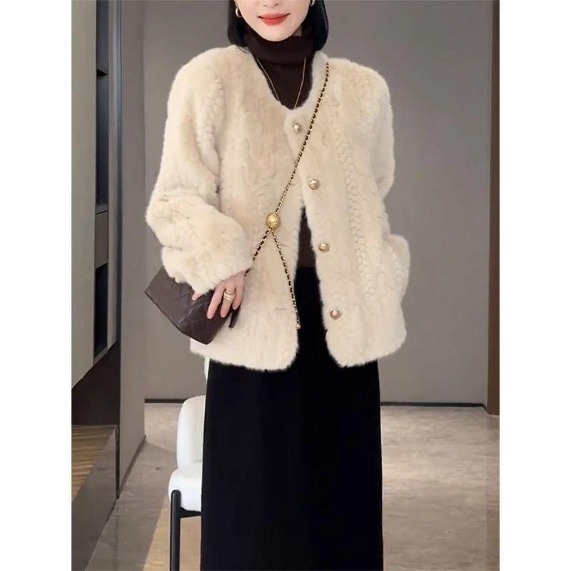 

Coco Style 2024 Fur-Integrated Lamb Wool Short Plush Coat for Women XL 125-140 jin