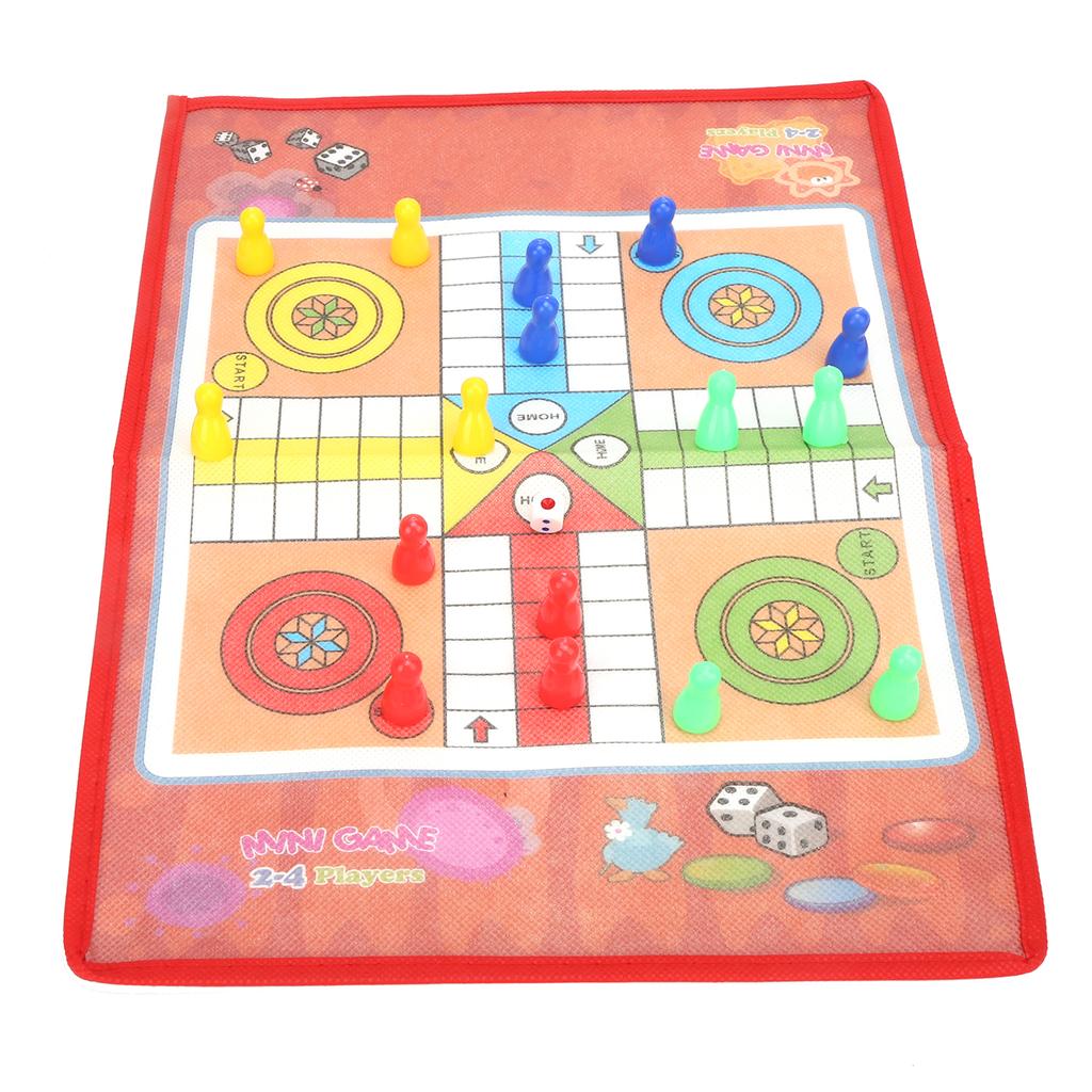 2 in 1 Snake and Ladder Flying Chess Set NonWoven Fabric Portable Family Table Game