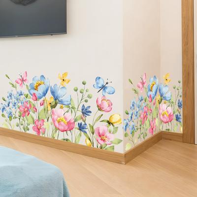 Adesivo Murale Fiore Colorato Farfalla Decorazione Murale per Cameretta Bambini Autoadesivo Decorazione per la Casa