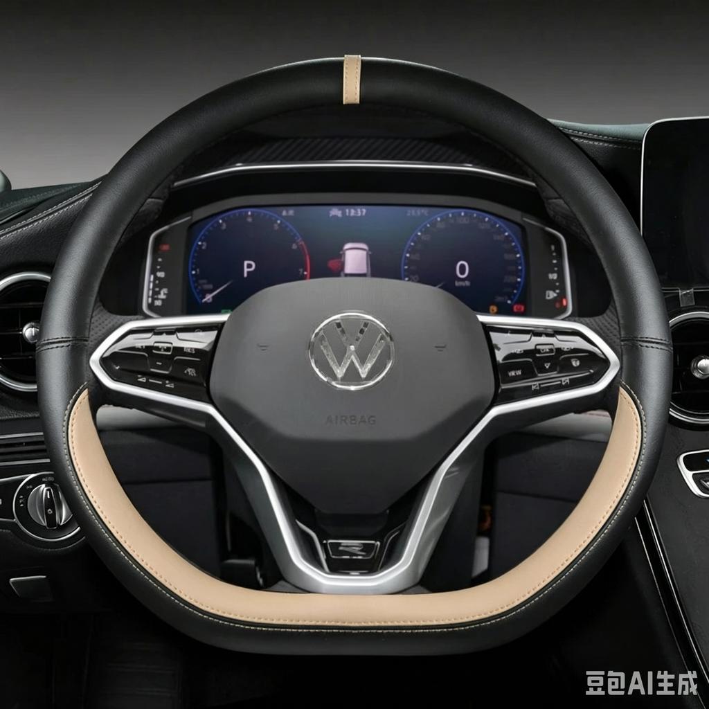 D Shape Car Steering Wheel Cover For VW Sharan Passat Caddy Touran Tiguan 2015-2021 Teramont Atlas T-Roc T-cross 2017-2021