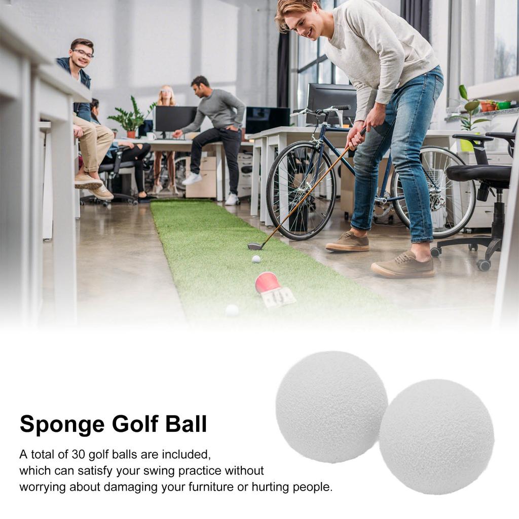 30 palline da golf in schiuma EVA da 21,5 mm, palline da golf in schiuma morbida per allenamento indoor e outdoor, bianco