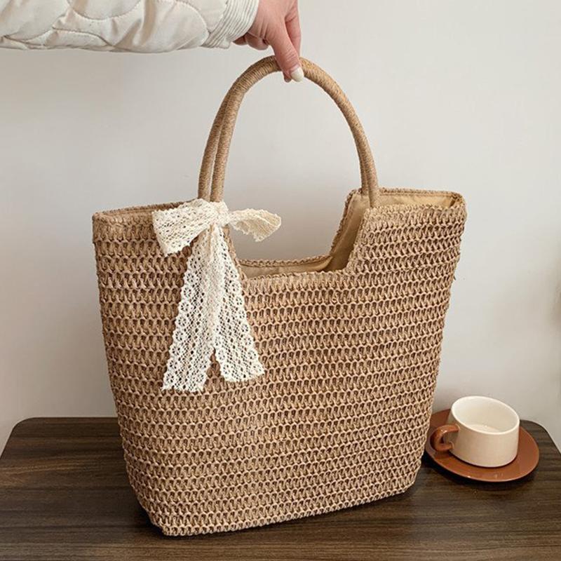 

Yogodlns навесні та влітку. Популярна нова велика ємність із солом’яної тканої сумки. Святкова пляжна сумка. Жіноча універсальна сумка на плече INS ручної роботи. 42x12x36 хакі