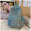 Simple Plaid Nylon Backpack Retro Large Capacity Casual Backpack with Multiple Pockets Suitable for Daily and Student Use