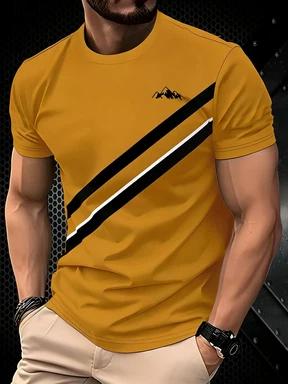 5er-Set, Gestreifte Stilvolle Lässige Herren-Kurzarm-T-Shirts, Farbverlauf Sommer Rundhals Schnelltrocknend Atmungsaktive Kurzarm-T-Shirts