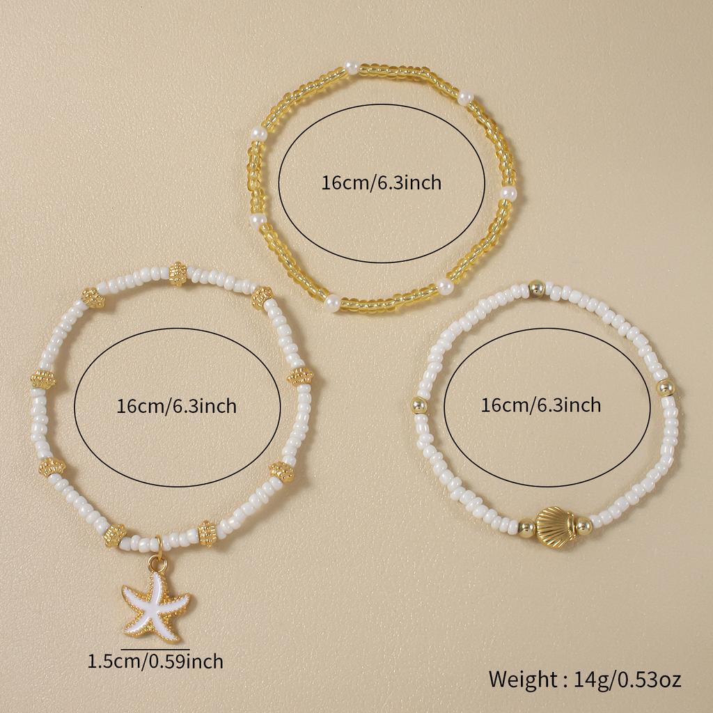 Wykwintna bransoletka z muszelek rozgwiazd, ręcznie robiona z koralików seed, wielowarstwowa bransoletka, damska, na letnią imprezę plażową, wakacje, cyrkonia