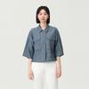 Pat Shirt-Style Short Cotton Linen Jacket_Qi41203