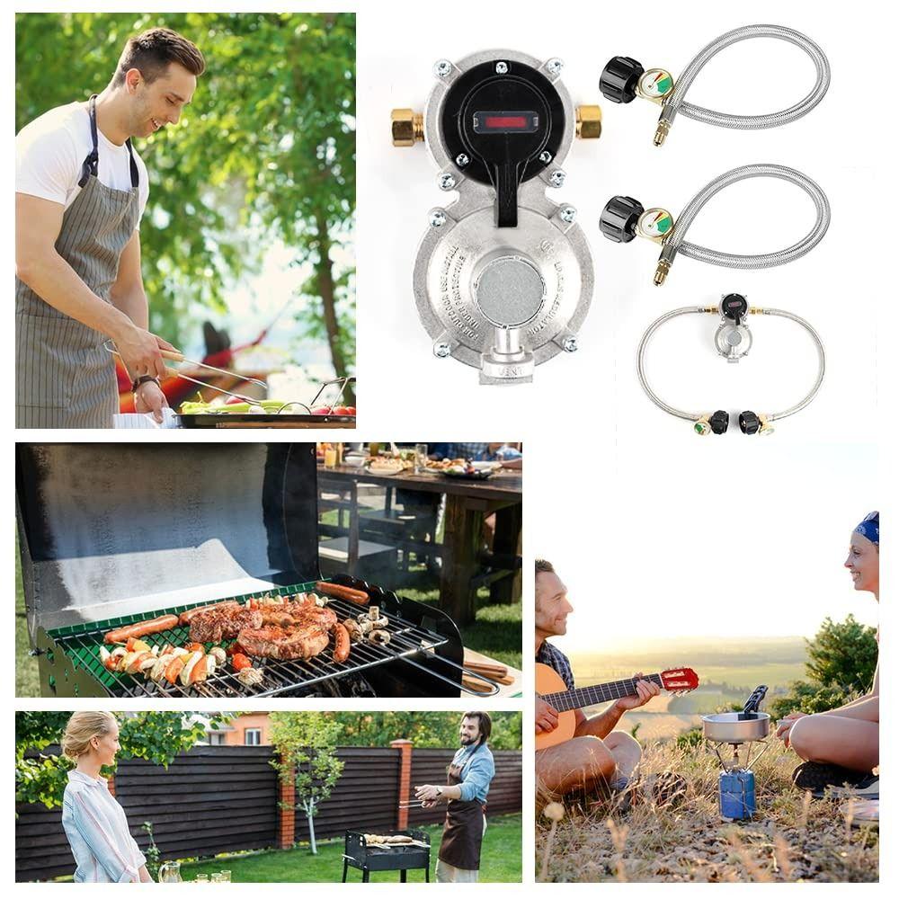 Safe Double Ended LP Propane Regulator Kit Stainless Steel Stainless Steel Hose Kit  Trailer