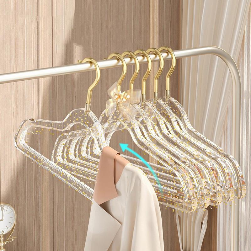 Clothes Rack Women'S Traceless Household Transparent Plastic Clothing Store Gold Powder Drying Rack