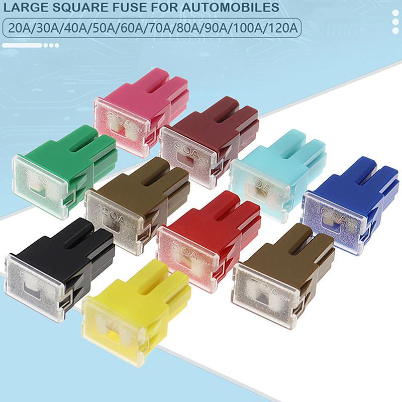 5Pcs Automobiles Fork Bolt Fuses 20-120A Square Car Fuse Box Waterproof Sockets Car Square Head Large Plug-In Fuses