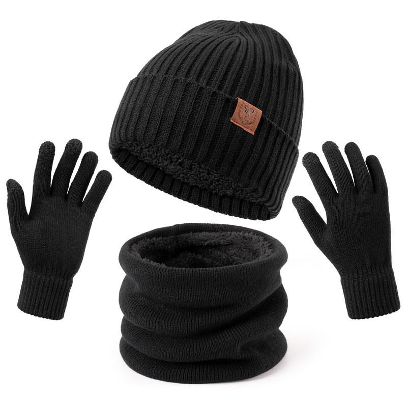Acrylic Knit Winter Hat Scarf Gloves Set Adults Warm Lightweight Casual 3-Piece Accessory Kit In Multiple Colors