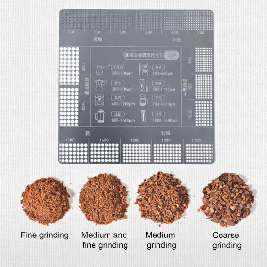 Coffee Grind Reference Card 16 Coffee Grind Size Precision Guide Chart Stainless Steel Outdoor Camping Coffee Ground Measuring Ruler Tools