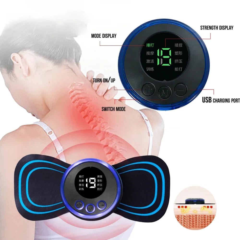 Elektrisches Nackenmassagegerät Mini Zervikales Rückenmuskel-Massagepflaster Stimulator Massageador Matte Tragbare Gelpad-Aufkleber Slim
