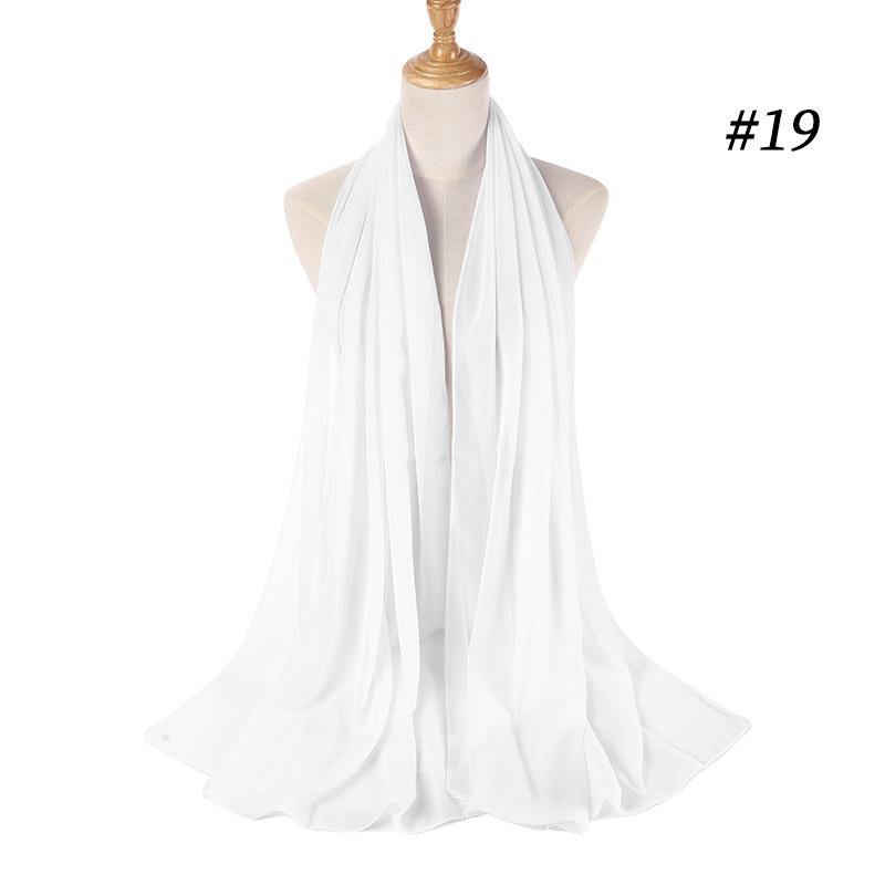 Muslim Plain Bubble Chiffon Hijab Scarf Women Scarves Long Shawls And Wraps Head Scarf Solid Color Soft Silk Feeling Headband