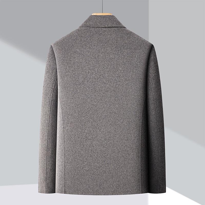 Men's Winter Wool Coat with Detachable Down Liner - Thickened, Double-Sided, Short, Lapel Style for Middle-Aged Men