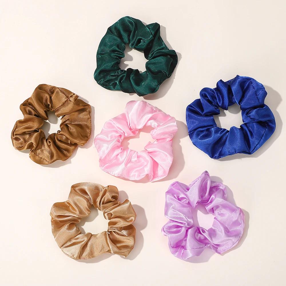6pcs 4inch Women Silk Scrunchie Elastic Hair Band Multicolor Sweet for Girls Ponytail Holders Chic Hair Rope Hair Accessories