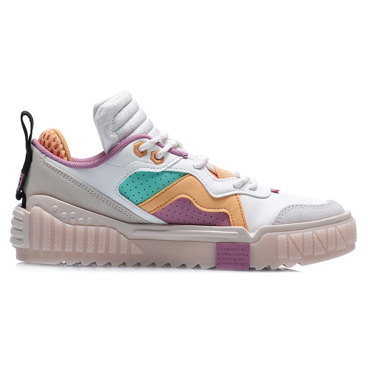 Li Ning 001 Unblock Slip Resistant, Abrasion Resistant, Lightweight Low Top Skateboard Shoes Women's White Purple AGCQ232-4