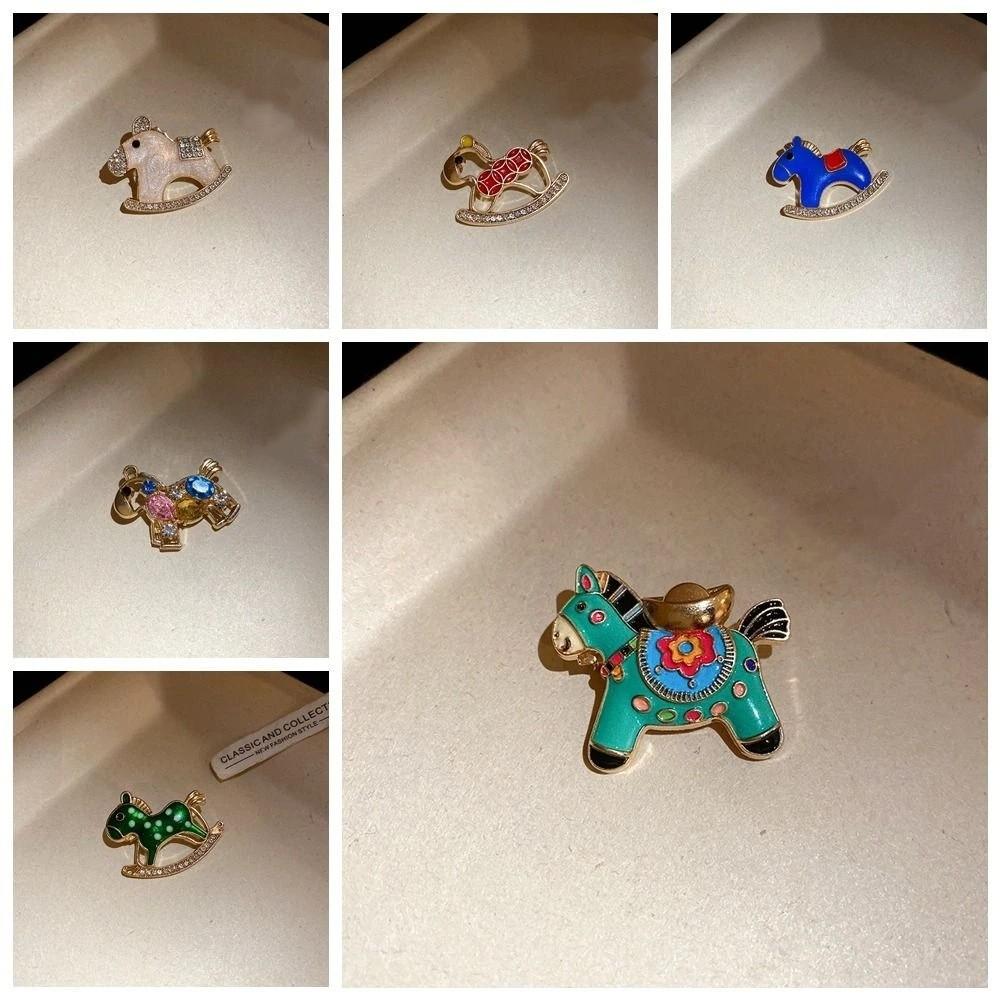 Rhinestone Little Horse Brooch Jewelry Accessories Animal Lapel Pins Luxury Zodiac Pony Pin  Unisex