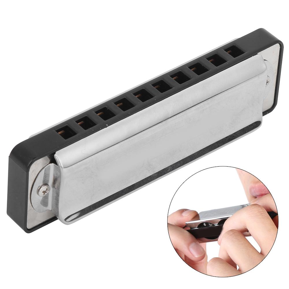 10‑Hole Harmonica Blues C Key Harp Wind Musical Instrument Beginner Practice AM‑20DBlack