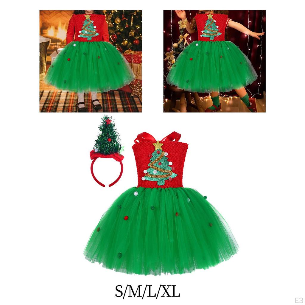 Girls Christmas Tree Costume Xmas Party Tutu Dress for Winter Festival