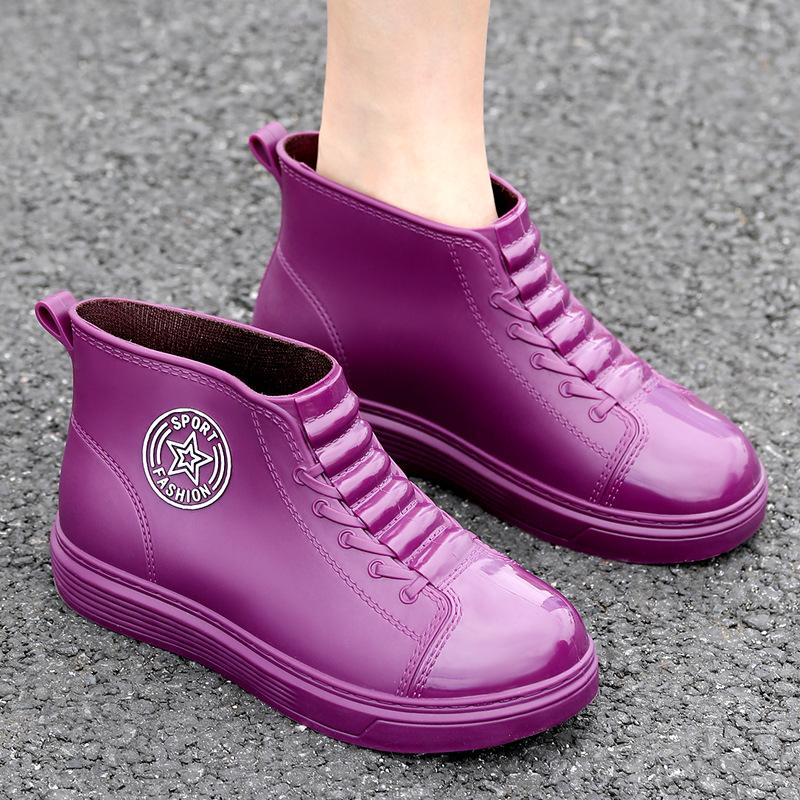 New Short Tube Waterproof Shoes Women's Rain Shoes Inner Heightening Water Boots Low Tube Wear-resistant Non-slip Rain Boots Korean Version