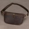 Men'S Genuine Leather Large-Capacity Fanny Pack, Retro Cowhide Breast Bag, First Layer Cowhide Crossbody Shoulder Bag, Oily Leather Casual Bag.