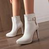 Dame Ankelstøvletter Stiletthæler Vinter Hælede Sko Konsise Lær Spiss Tå Dame Støvler Mujer US Størrelse 4.5-15