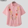 INCERUN Summer Men Lapel Neck Short Sleeve Floral Print Buttons Casual Shirts