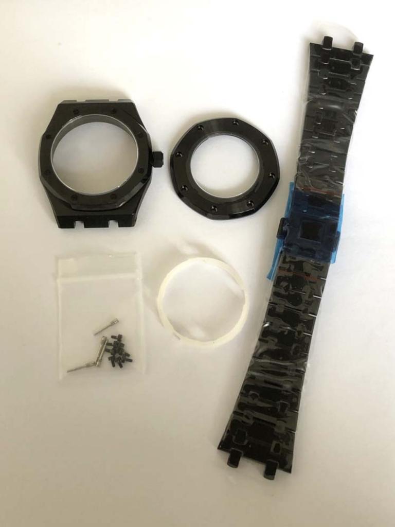 41mm Black Internal Shadow Watch Case Sapphire Glass Stainless Steel Strap Watches Accessories for NH35 NH36 4R Movement
