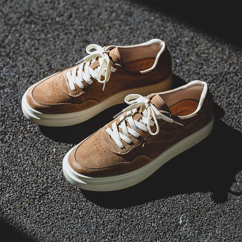 British Casual Shoes Versatile Daily Sports Shoes Men's Suede Leather Shoes Simple Thick Soled Shoes  Men's Work Shoes
