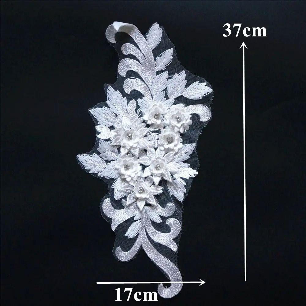 Appliques 3D Flowers Embroidery Sew Patch Rhinestone DIY Wedding Gown Appliques Lace Appliques