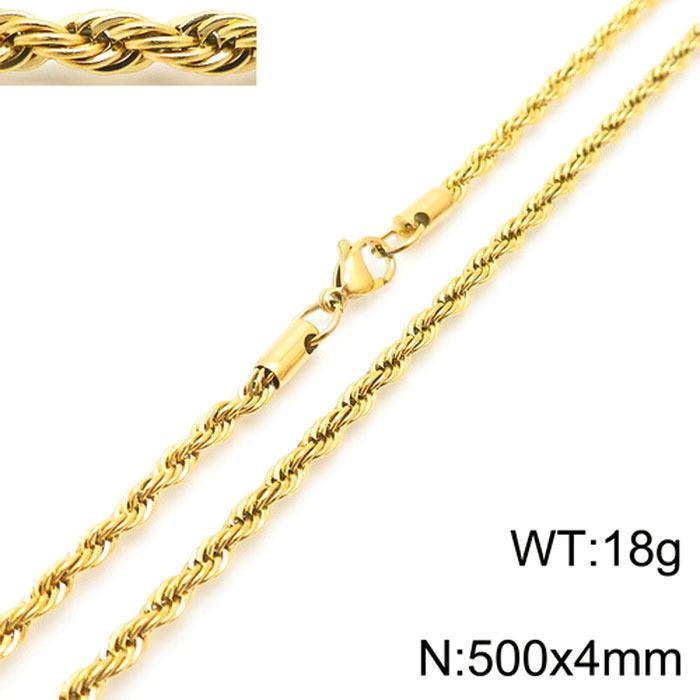 Spot Multi-Size Stainless Steel Twisted Rope Chain Necklace for Couples - Unisex Titanium Steel Design