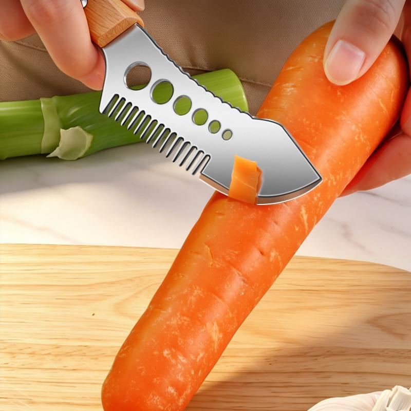 Cortador de Verduras 3 en 1 de Acero Inoxidable Mango Ergonómico Rebanador de Cebolleta Picadora de Hierbas para Picnic Cocina al Aire Libre