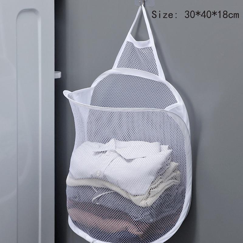 

Foldable Mesh Laundry Basket Oxford Cloth Household Portable Dirty Clothes Storage Basket Bedroom Snack Toy Storage білий
