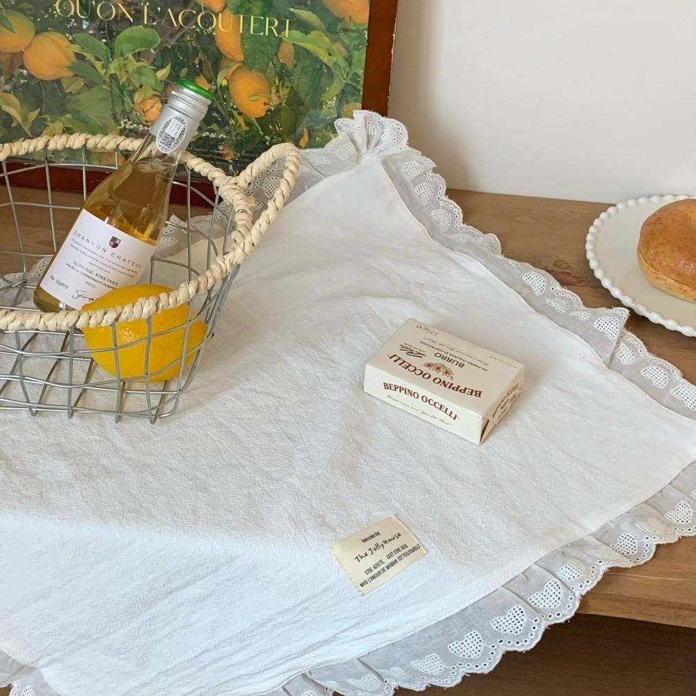 Dust-proof Material Lace Ruffle Placemats Cotton Fabric Soft Flounced Napkins Home Dining