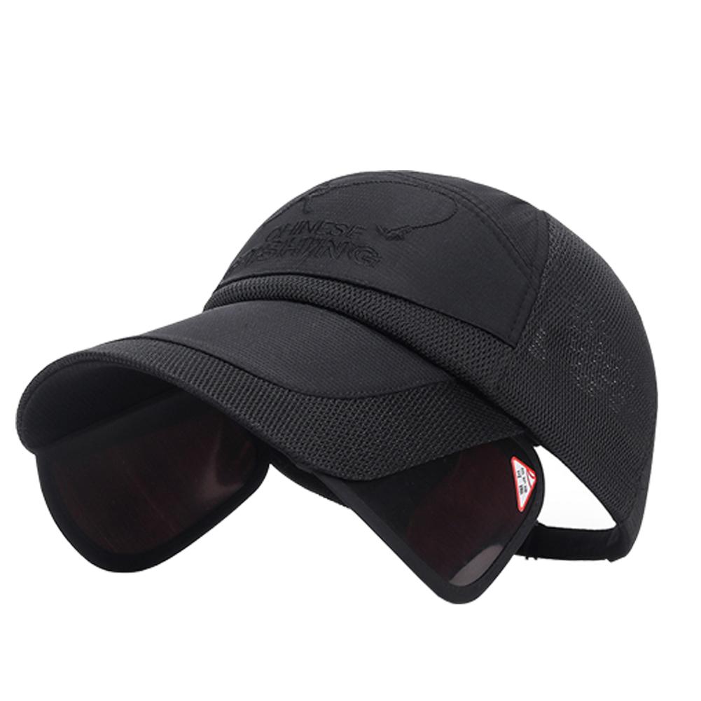 Mesh Baseball Cap Retractable Brim Fishing Hat Adjustable Sunscreen Baseball Hat Fishing Cap for Men and Women чёрный